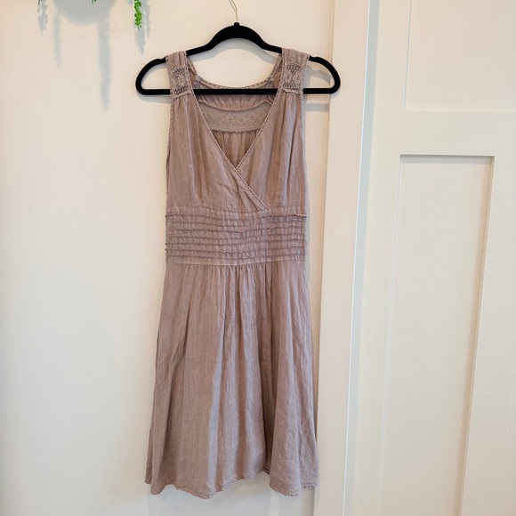S&F Dresses & Skirts - S&F 2005 Made In Italy 100% Linen Blush Cotton Crochet Sun Dress Women's Size S